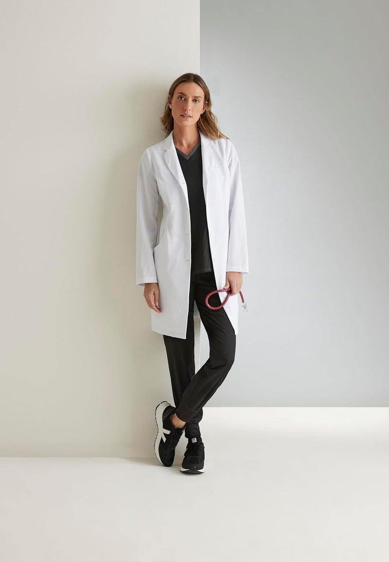 Barco Grey's Anatomy Scrubs Signature - Penelope Lab Coat for Women, Professional Full-Length 4-Button Long Sleeve 35"- 37" - Image 3